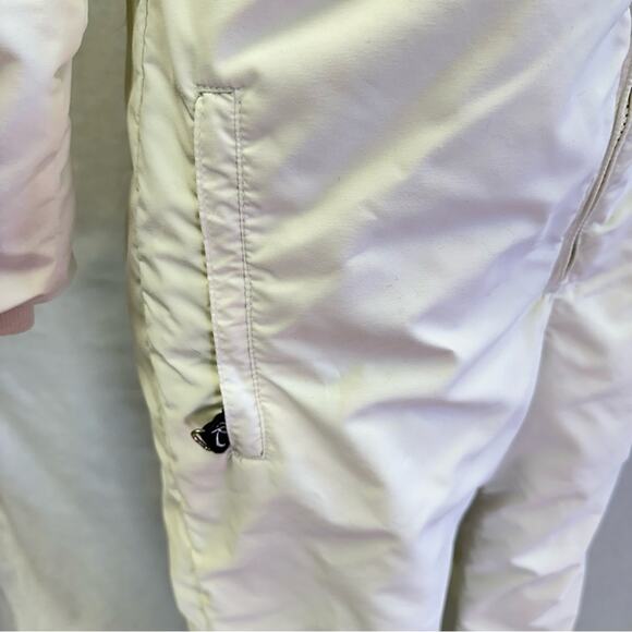 Roffe vintage white/yellow one piece belted snowmobile snow bib snowsuit size XL - Picture 10 of 16